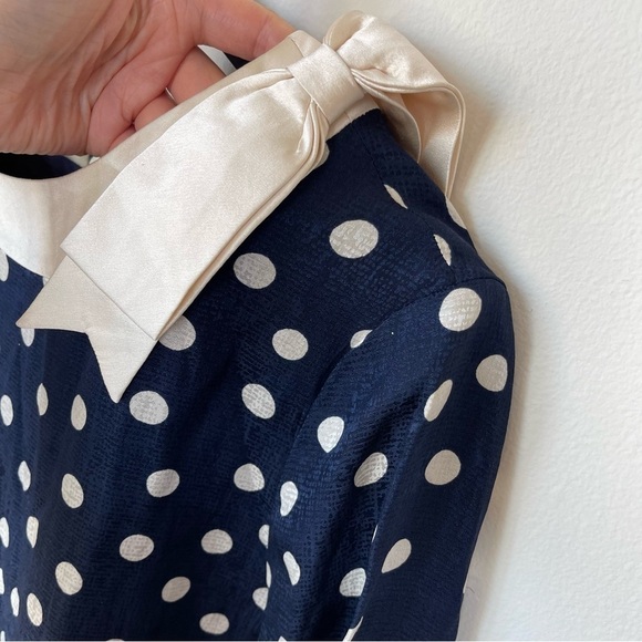 Vintage Adrianne Papell Polka Dot Dress – Navy & Cream - Picture 6 of 16